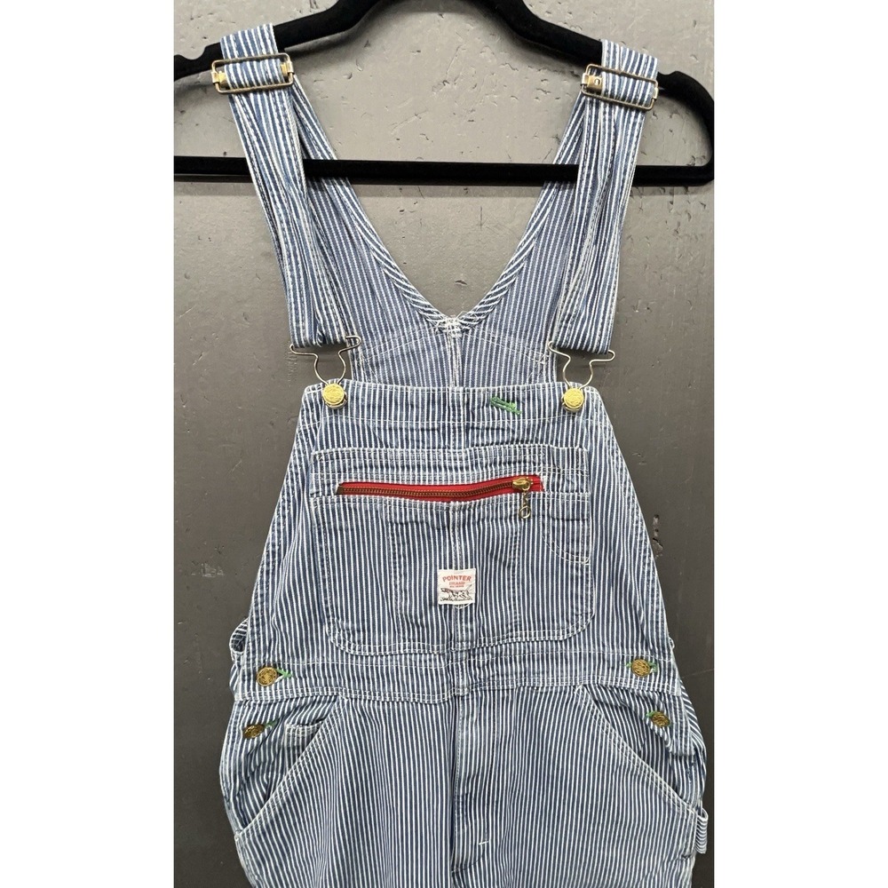 Vtg Pointer Denim Overalls 30 x 25 Blue Striped Bib Medium Wash Work Casual USA